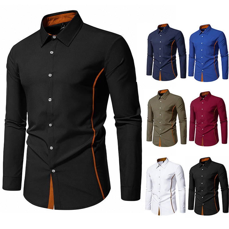 Herren elegantes Langarmhemd mit Kontrastakzenten Drune