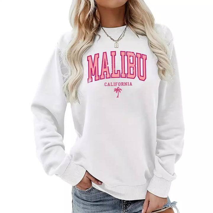 Damen Sweatshirt mit beschwingtem Malibu Schriftzug und lässigem Schnitt Drune