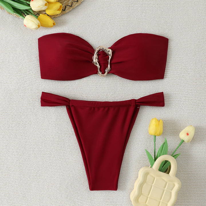 Damen Bandeau-Bikini mit hochwertigem Schnallen-Detail Drune