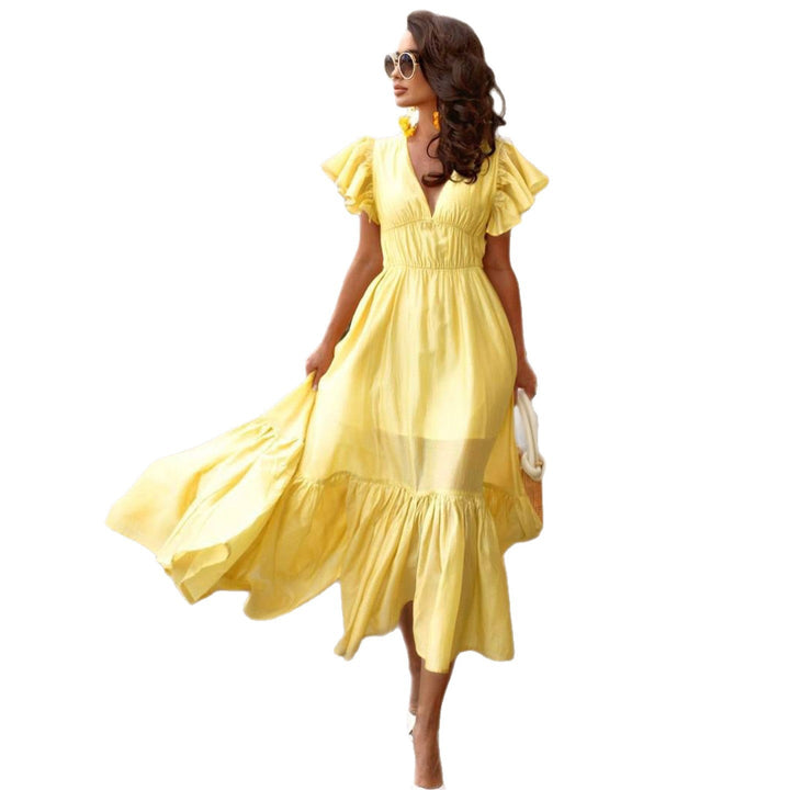 Damen Midi-Kleid mit voluminösen Rüschen und schmeichelndem Schnitt Drune