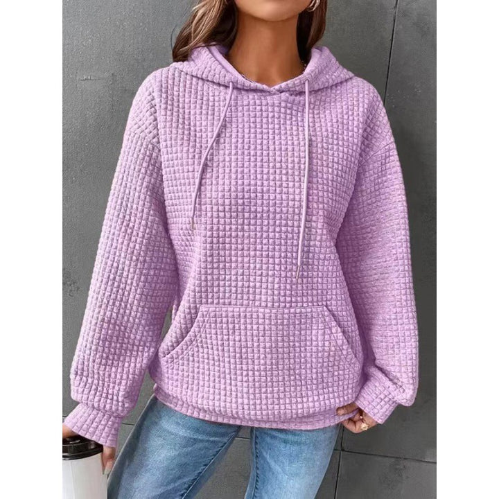 Damen Kuscheliger Waffelpullover mit Kapuze und Kängurutasche Drune
