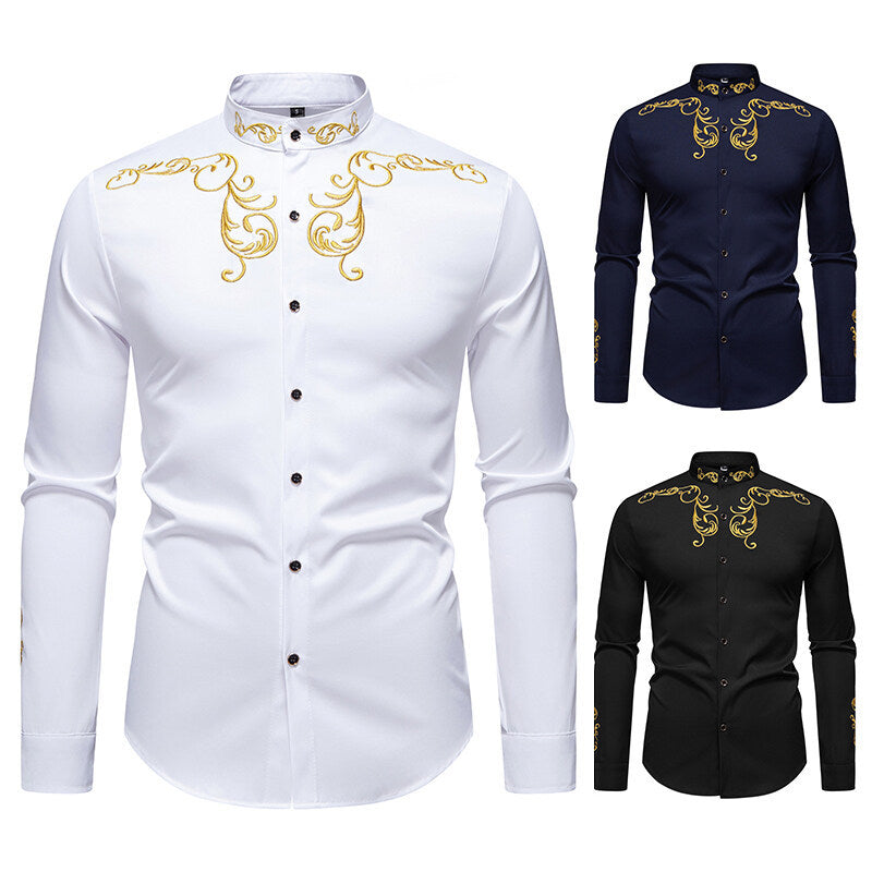 Herren Langarmshirt mit elegantem Stickereidesign Drune