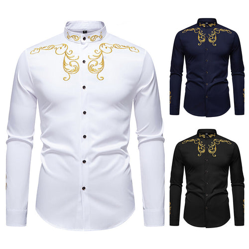 Herren Langarmshirt mit elegantem Stickereidesign Drune