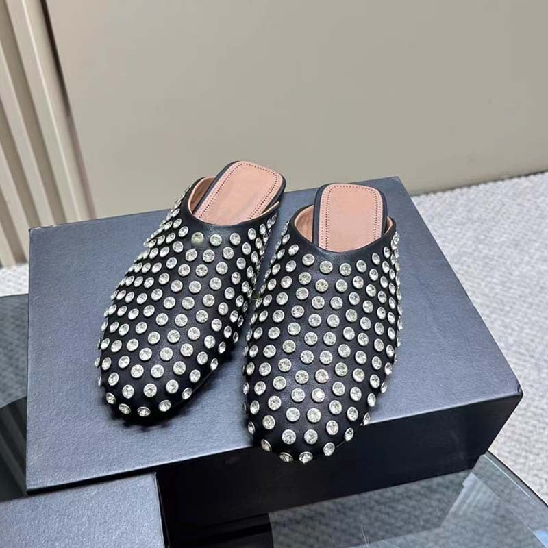 Damen mit Strass verzierten Slide Mules Drune