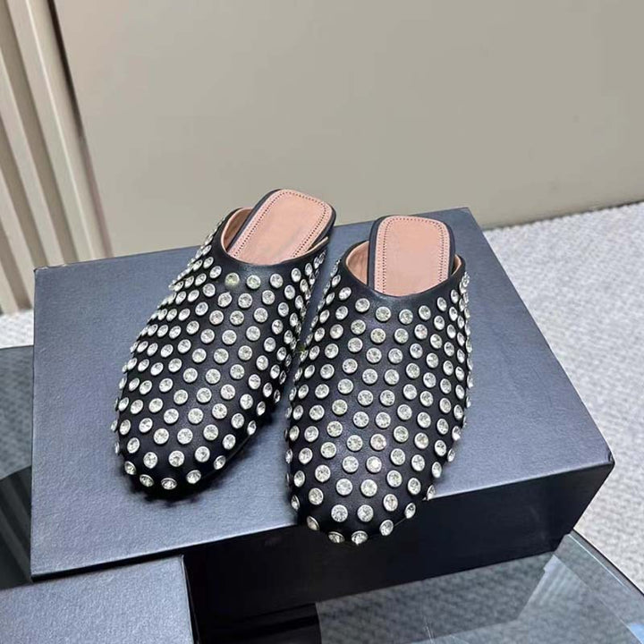 Damen mit Strass verzierten Slide Mules Drune
