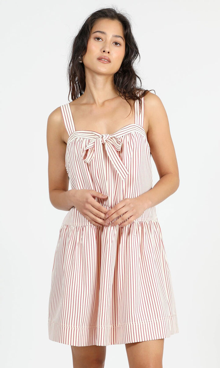 Damen luftiges Sommerkleid mit dekorativem Schleifenakzent Drune