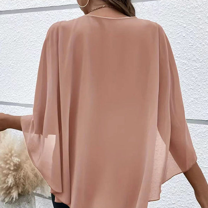 Damen Stilvolles Oberteil mit fließendem Schnitt und elegantem Überwurf Drune