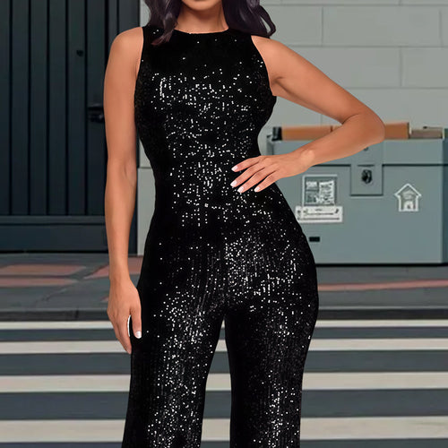Damen Glamouröses Jumpsuit mit Paillettenbesatz und figurbetonter Silhouette Drune
