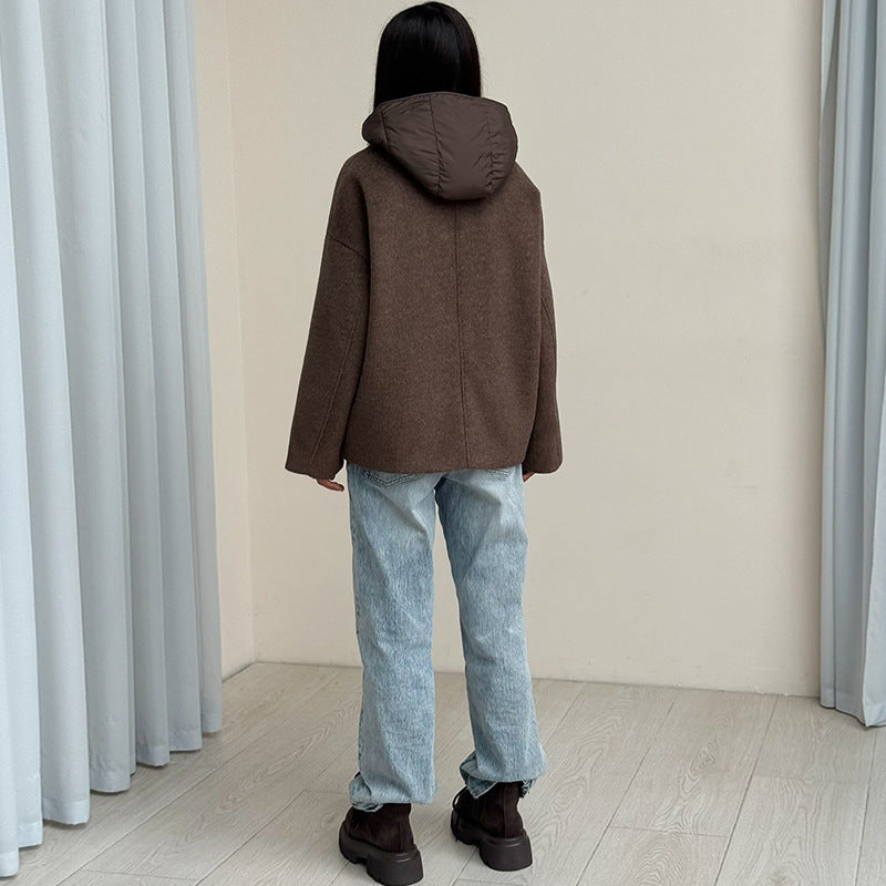 Damen Wolljacke mit modernem Kragen und Knopfverschlüssen Drune