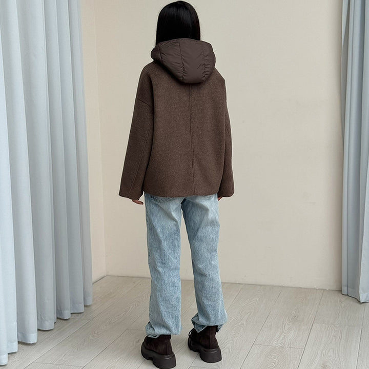 Damen Wolljacke mit modernem Kragen und Knopfverschlüssen Drune