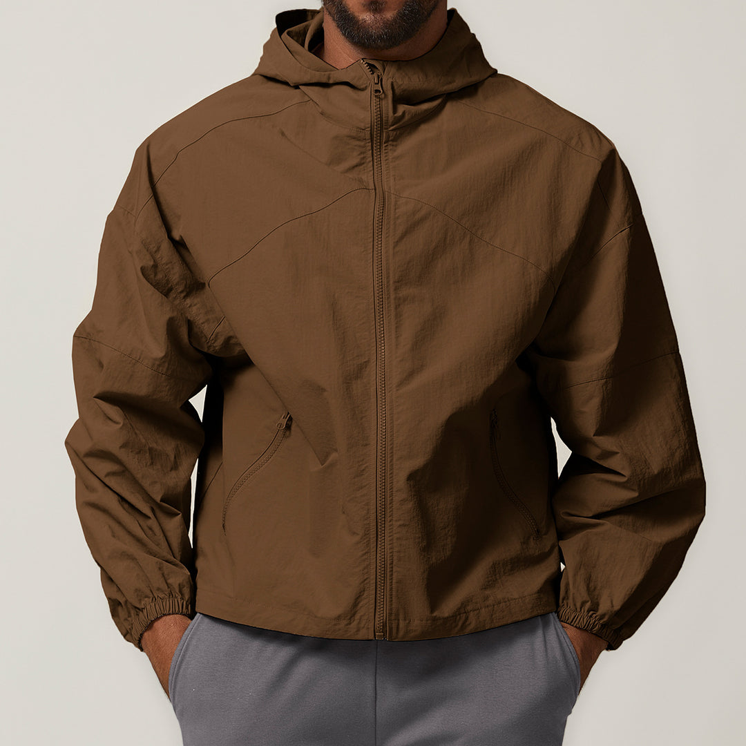 Herren Leichte Windjacke mit regulierbarem Kragen und seitlichen Reißverschlusstaschen Drune