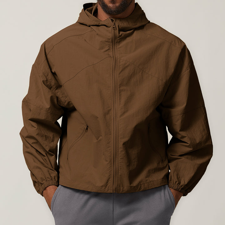 Herren Leichte Windjacke mit regulierbarem Kragen und seitlichen Reißverschlusstaschen Drune
