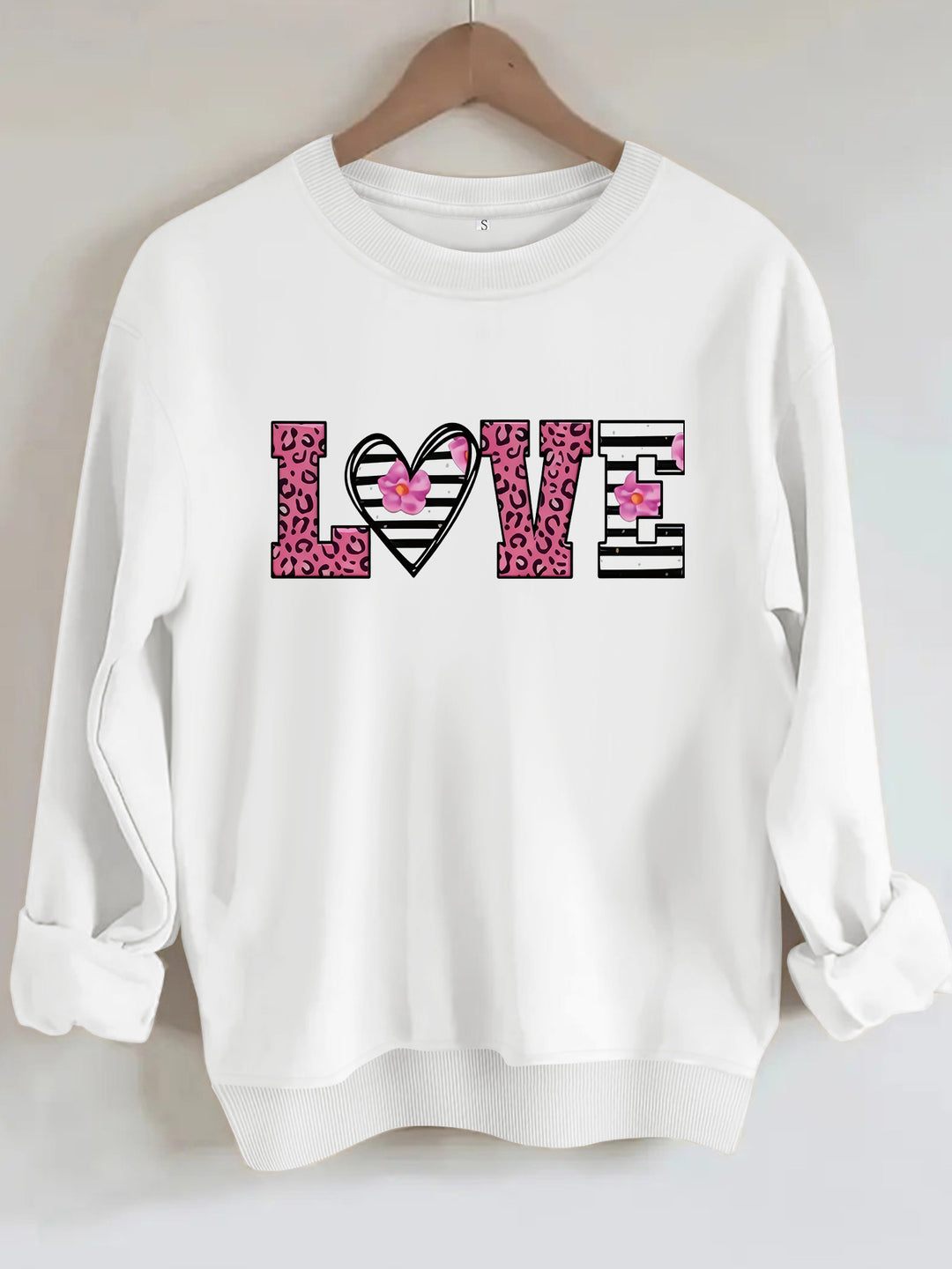 Damen Sweatshirt mit modernem Leopardenherz-Design und komfortablem Schnitt Drune