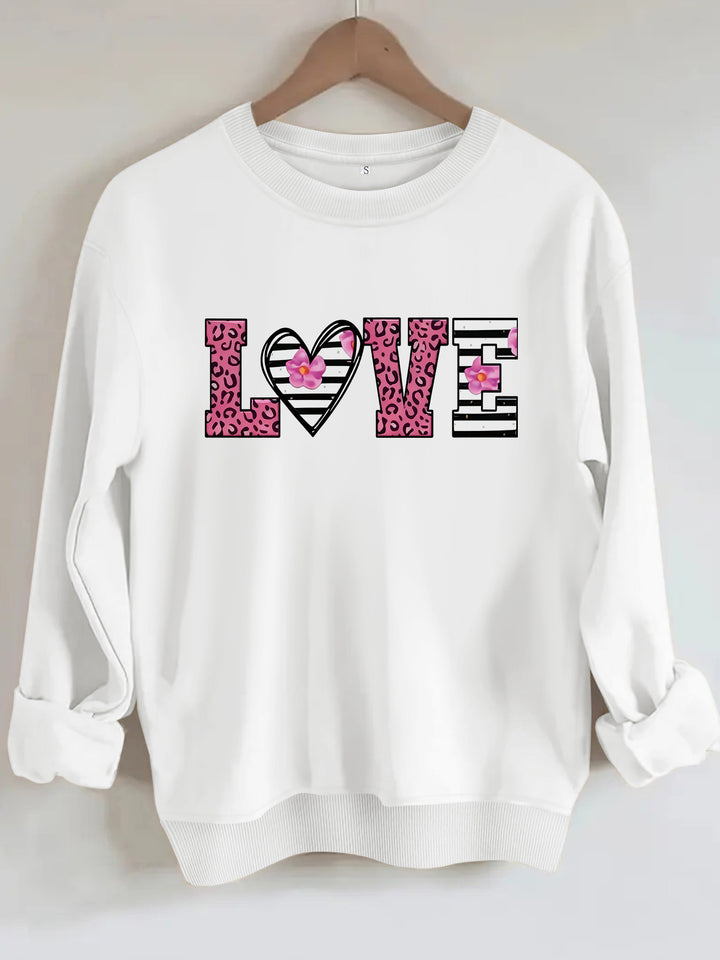 Damen Sweatshirt mit modernem Leopardenherz-Design und komfortablem Schnitt Drune