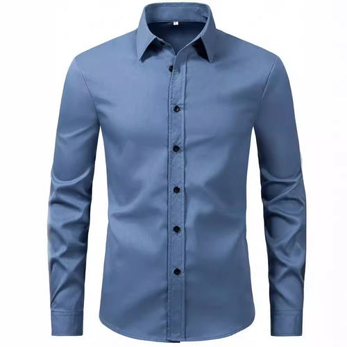 Herren elegantes Langarmhemd aus hochwertiger Baumwolle mit modernem Kragen Drune