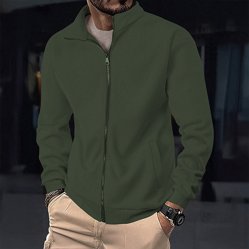 Herren Stylische Jacke mit Reißverschluss und hohem Kragen Drune