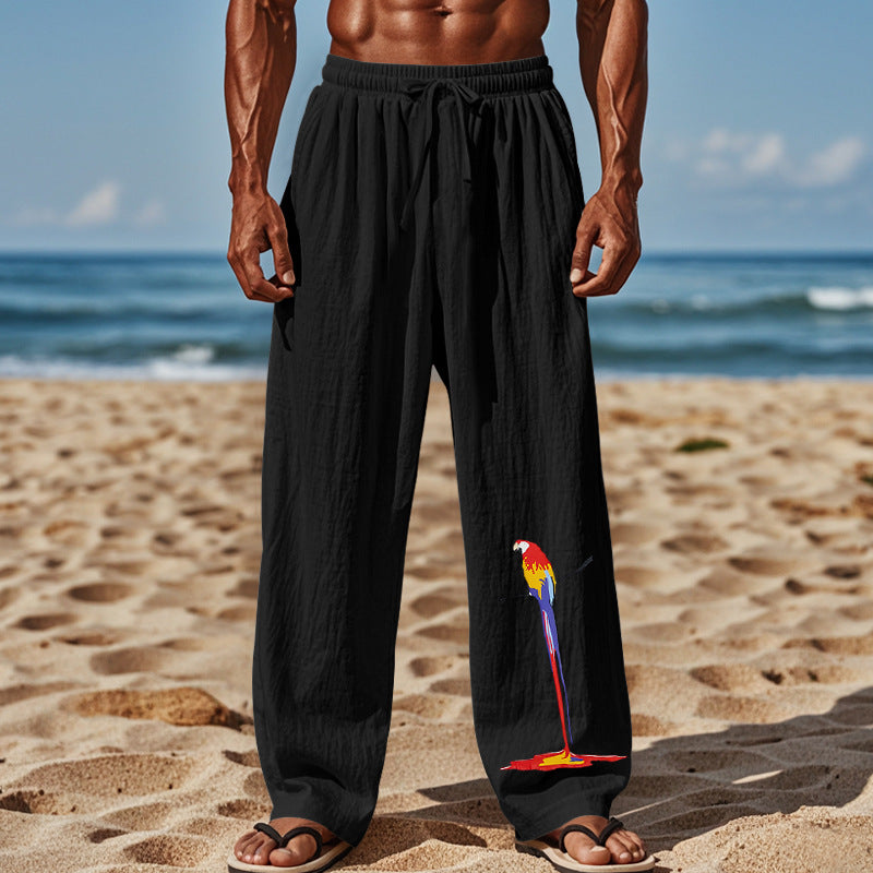 Herren Strandhose aus leichtem, atmungsaktivem Gewebe mit buntem Print Drune