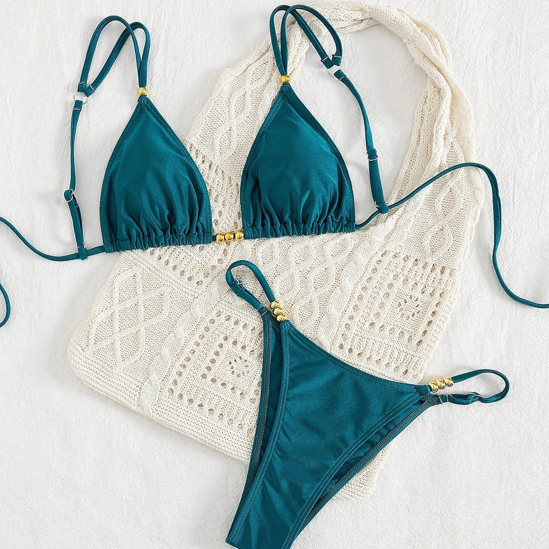 Damen Triangel-Bikini-Set mit raffinierten Schmuckakzenten Drune