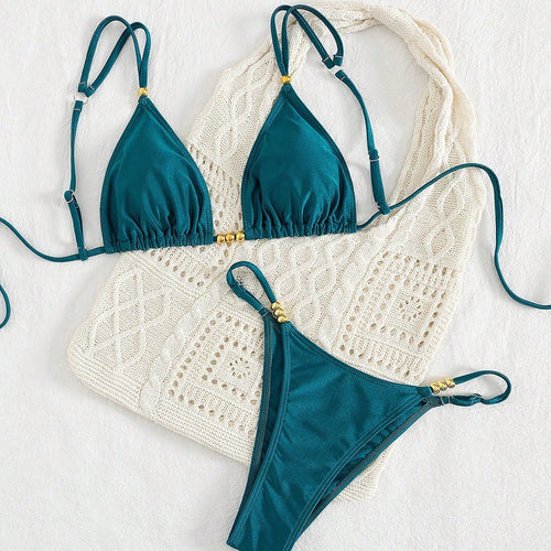 Damen Triangel-Bikini-Set mit raffinierten Schmuckakzenten Drune