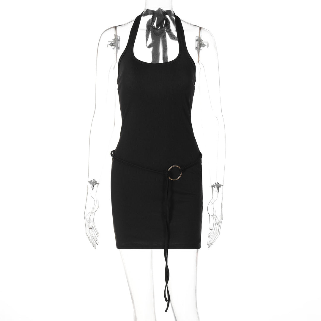 Damen Mini-Kleid mit verstellbarem Bund und lässigem Rückenausschnitt Drune