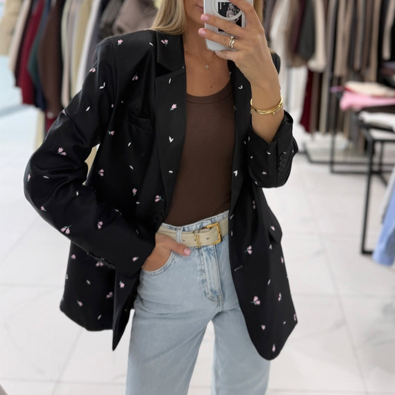 Damen trendiger Blazer mit taillierbarem Gürtel Drune
