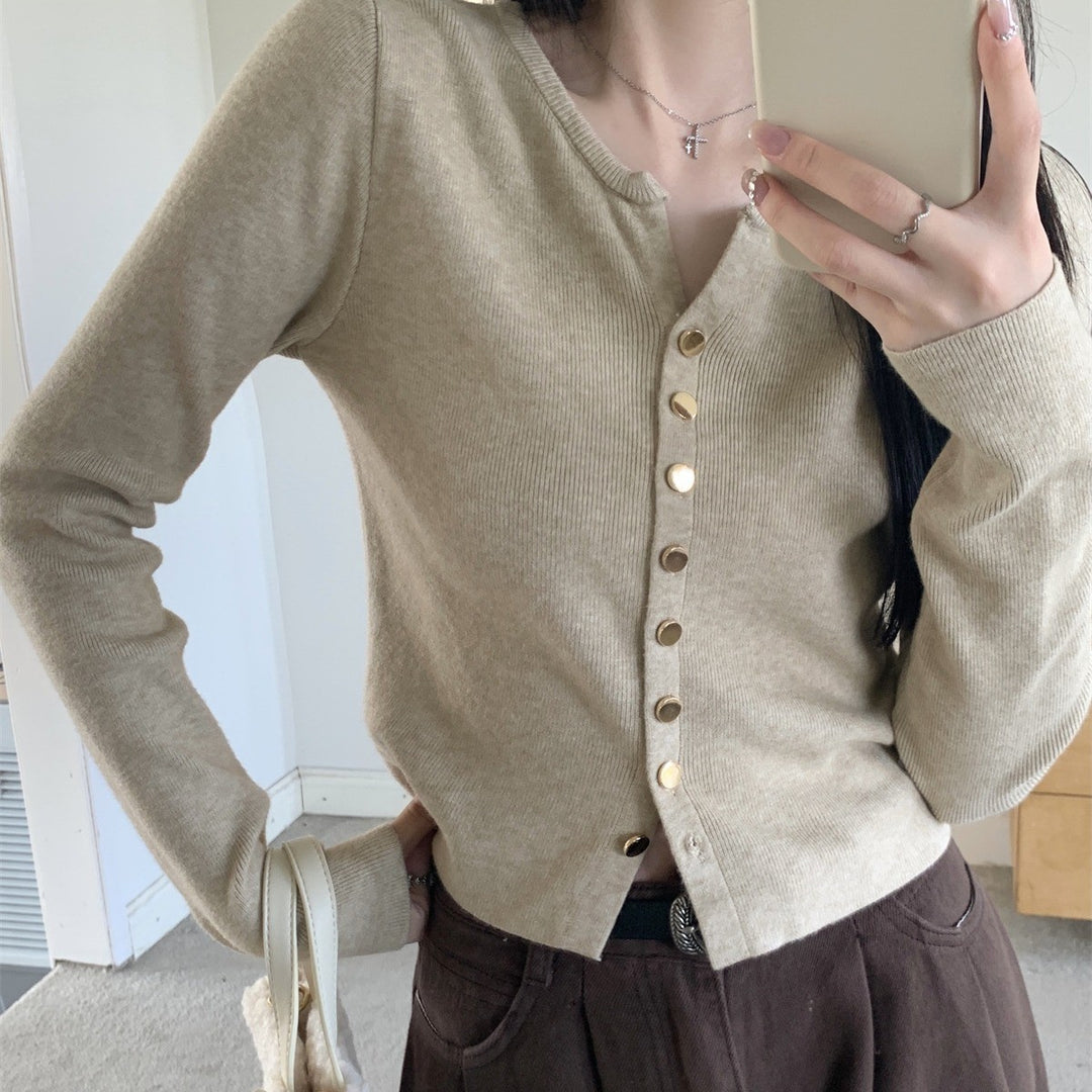 Damen Strickjacke mit perlmuttknöpfen Drune