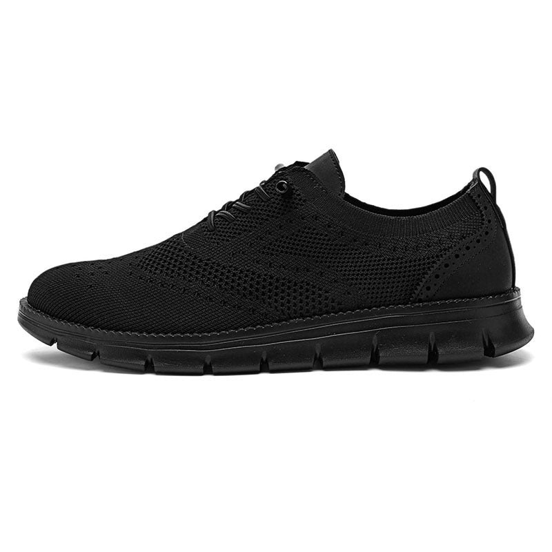 Herren nan gestrickter Business-Casual Schnürer mit Wingtip-Zierlochung und flexibler EVA-Sohle Drune