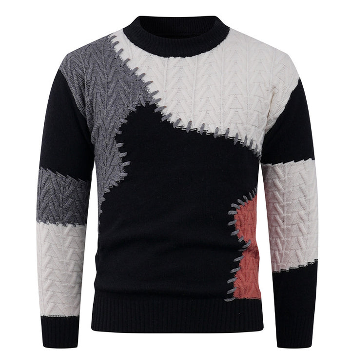 Herren modischer Pullover mit einzigartigem Patchwork-Design Drune