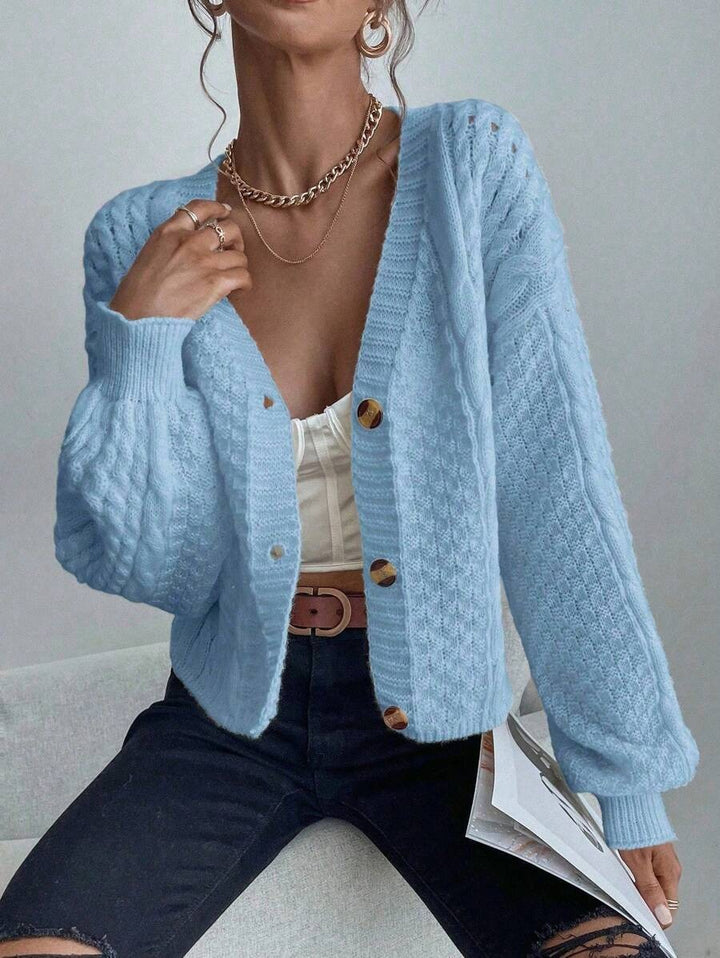 Damen verspielte Strickjacke mit Knöpfen und strukturierter Oberfläche Drune