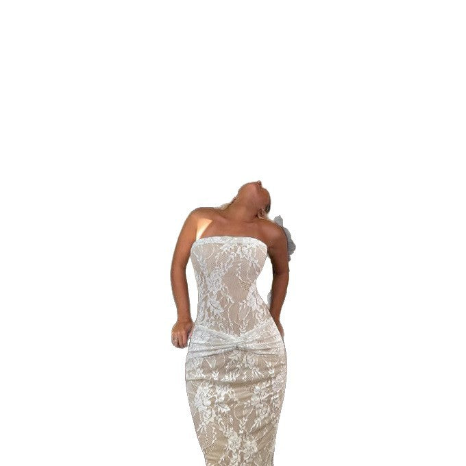 Damen Spitzenkleid mit figurformendem Design und elegantem Knotendetail Drune