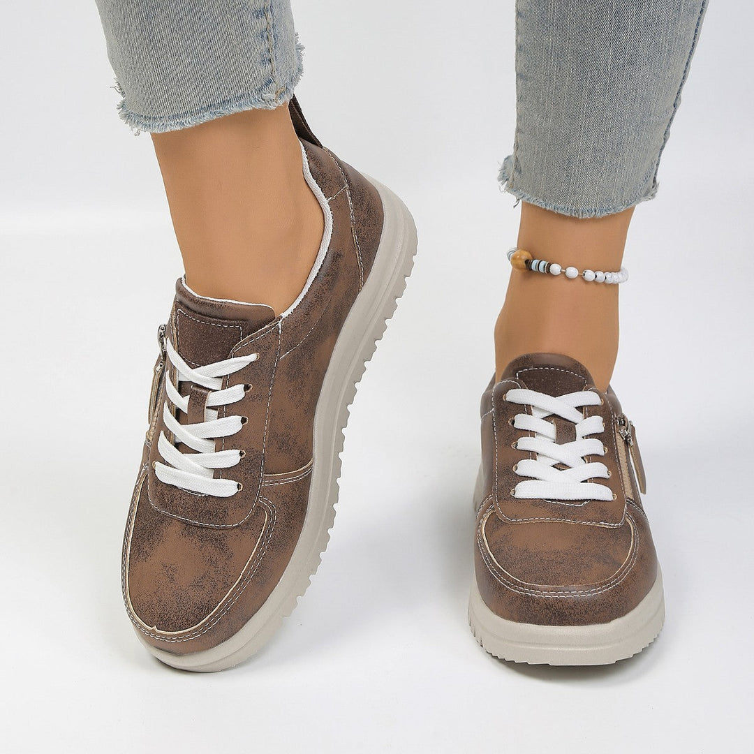Damen Sneakers mit modischem Reißverschluss und bequemer Sohle Drune