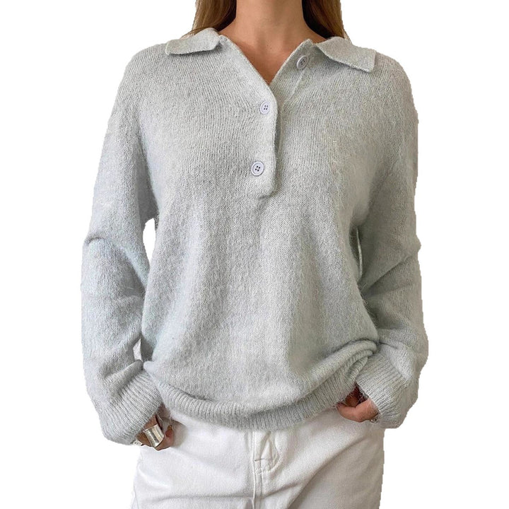 Damen Kuscheliger Strickpullover mit Knopfdetail Drune