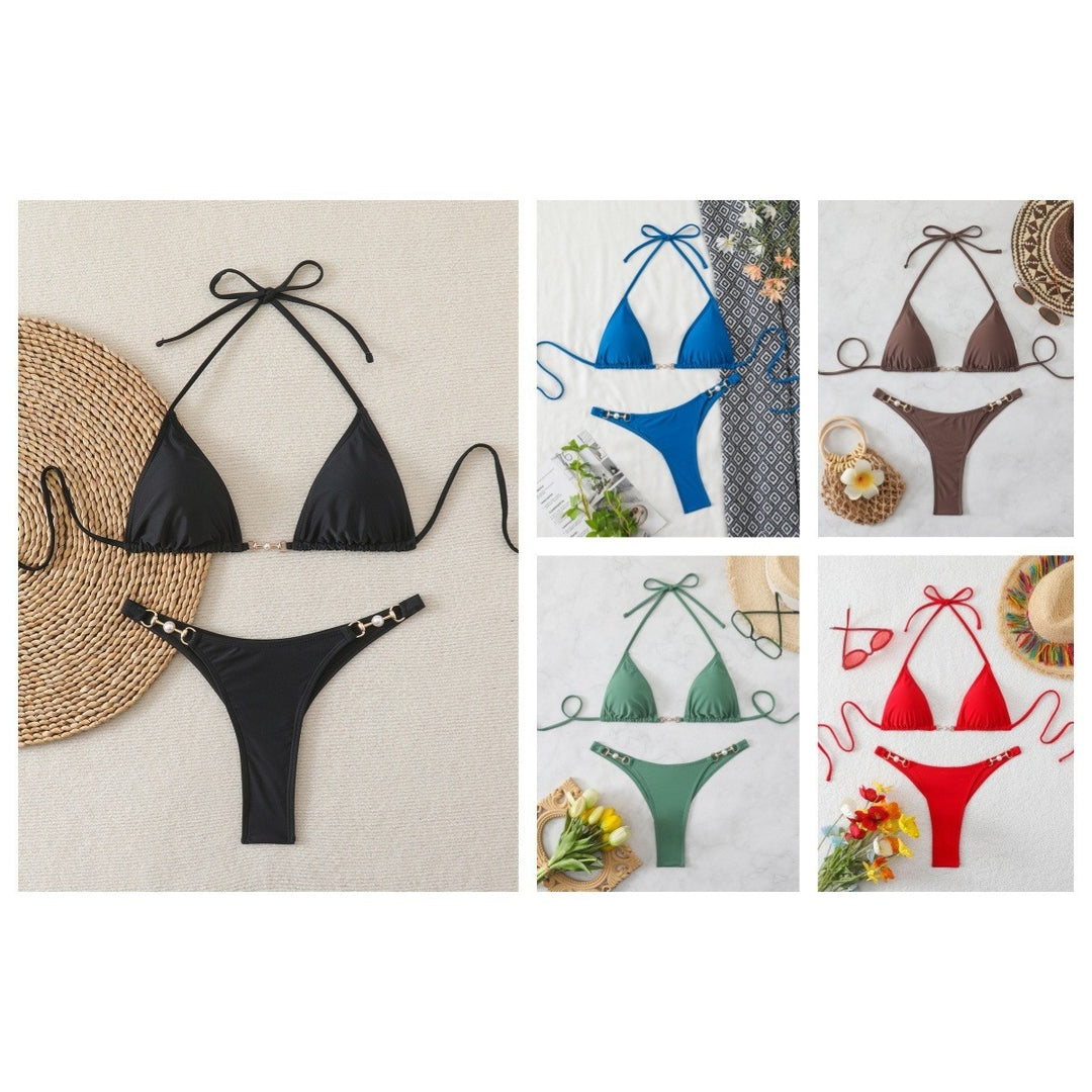 Damen Triangel-Bikini mit eleganten Verzierungen Drune