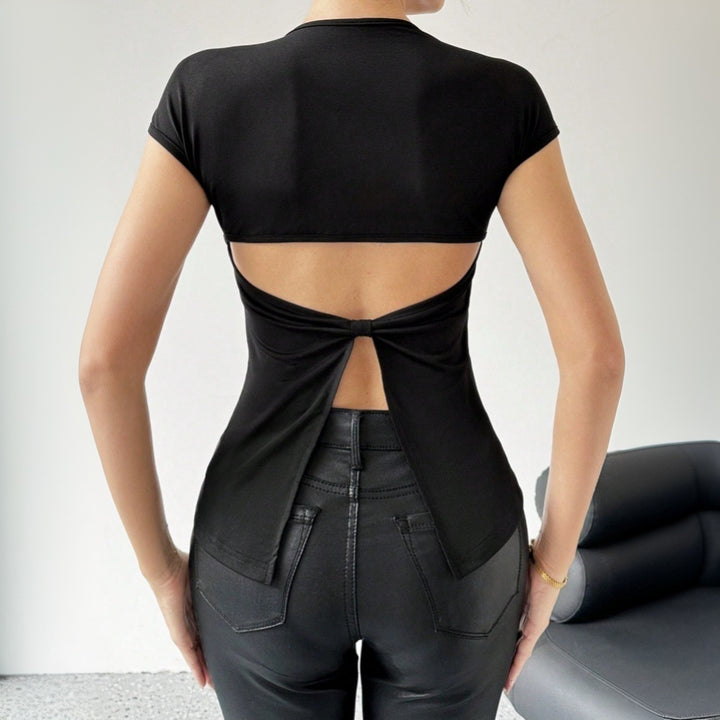 Damen figurschmeichelndes Kurzarm-T-Shirt mit enger Passform Drune