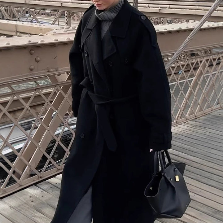 Damen Oversize Wintermantel mit elegantem Revers und praktischen Taschen Drune