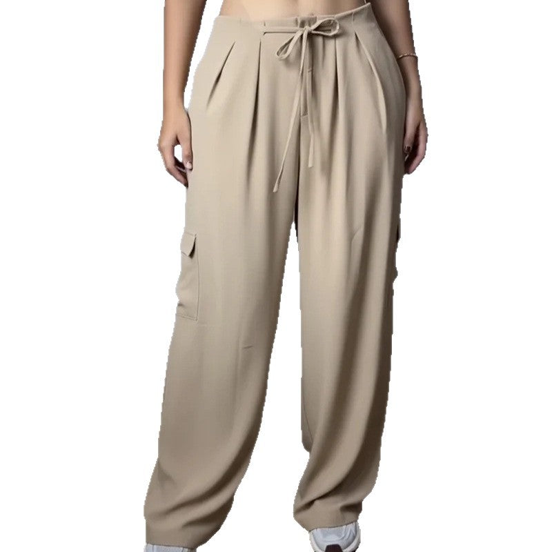 Damen weite Cargo-Hose mit elastischem Bund und praktischen Taschen Drune
