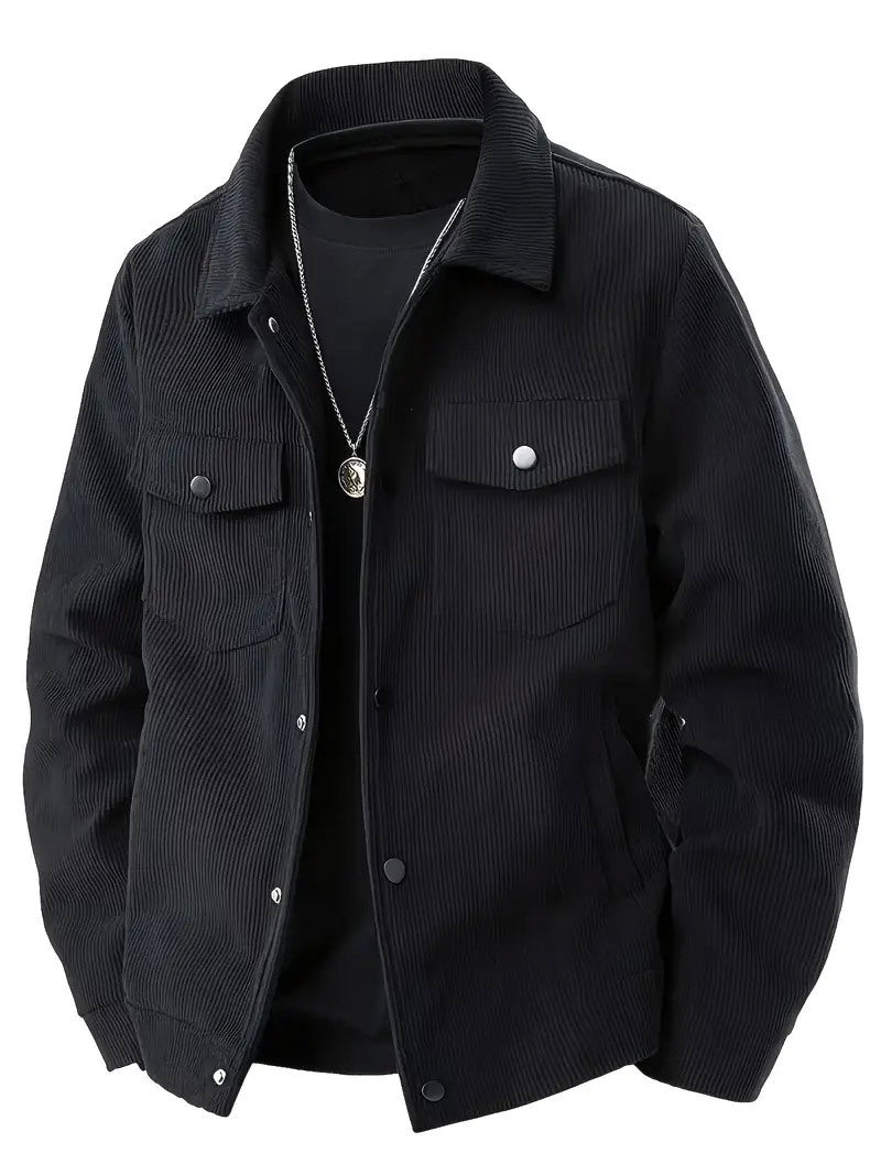 Herren nan Cordjacke im klassischen Arbeiterjacken-Schnitt mit Druckknöpfen und Brusttaschen Drune