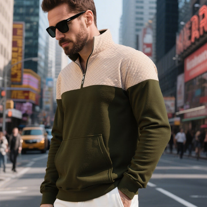 Herren modischer Sweatshirt mit hohem Kragen und zwei Taschen Drune