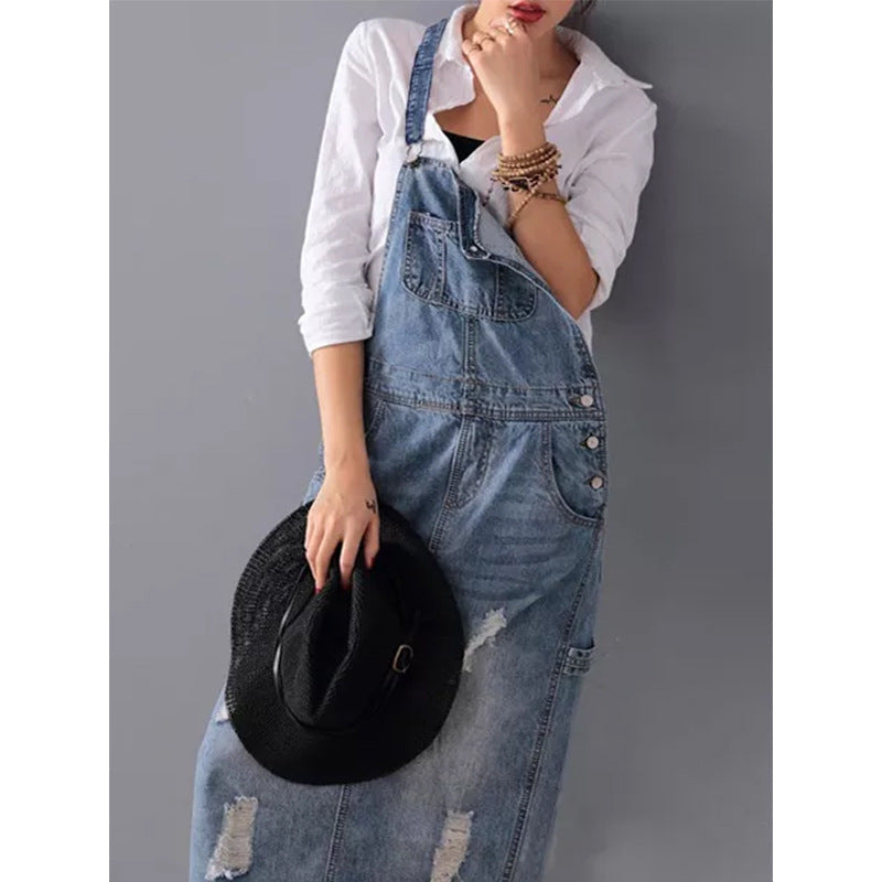 Drune | Damen-Jeansrock mit Trägern