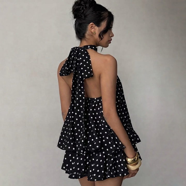 Damen Minikleid mit verspieltem Polka-Dot-Muster und elegantem Neckholder Drune