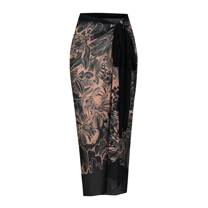 Damen Strandumhang mit buntem Muster und eleganten Schnürdetails Drune