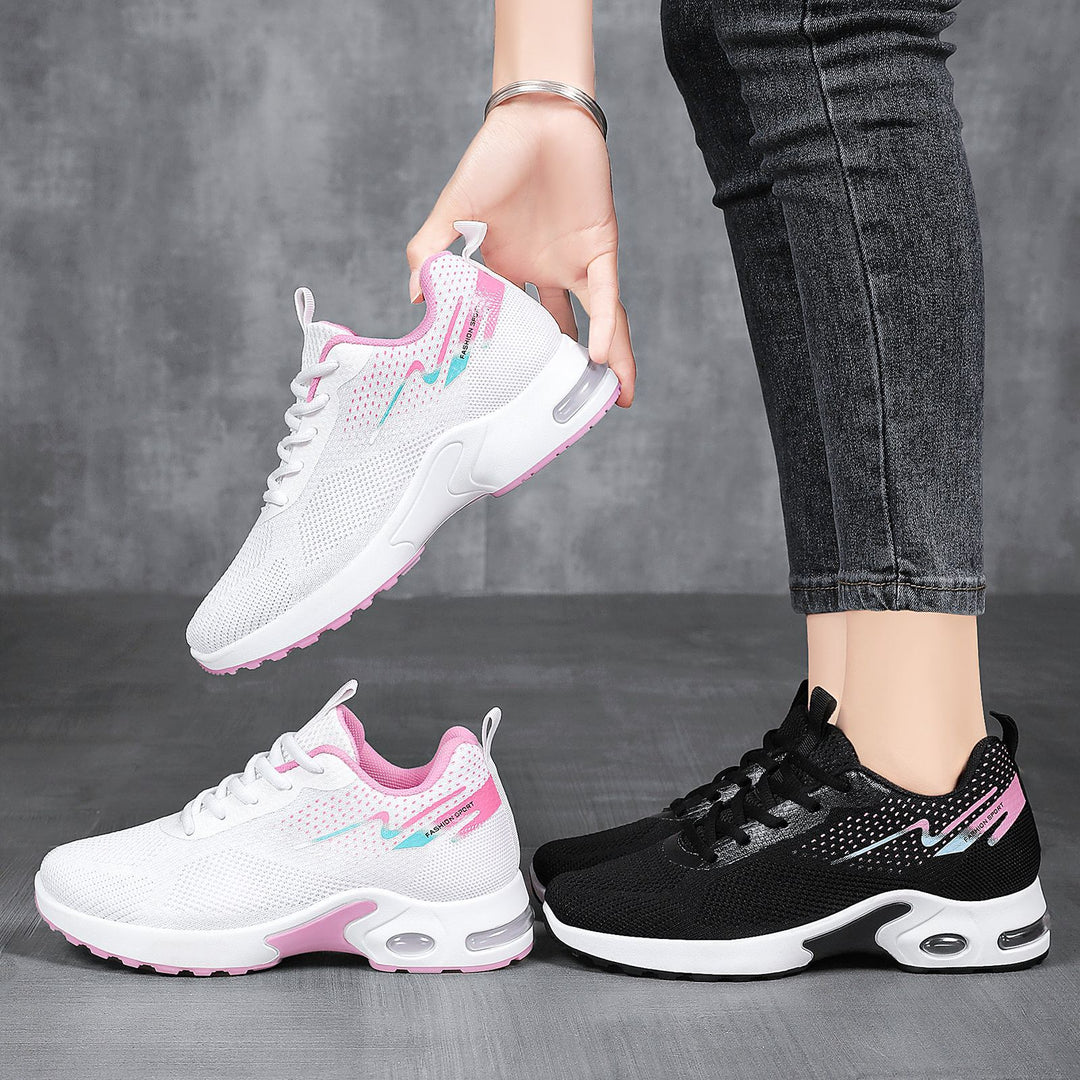 Damen nan sportlicher Mesh-Laufsneaker mit sichtbarer Air-Dämpfung, atmungsaktivem Strickoberteil und ergonomischer Komfortsohle Drune