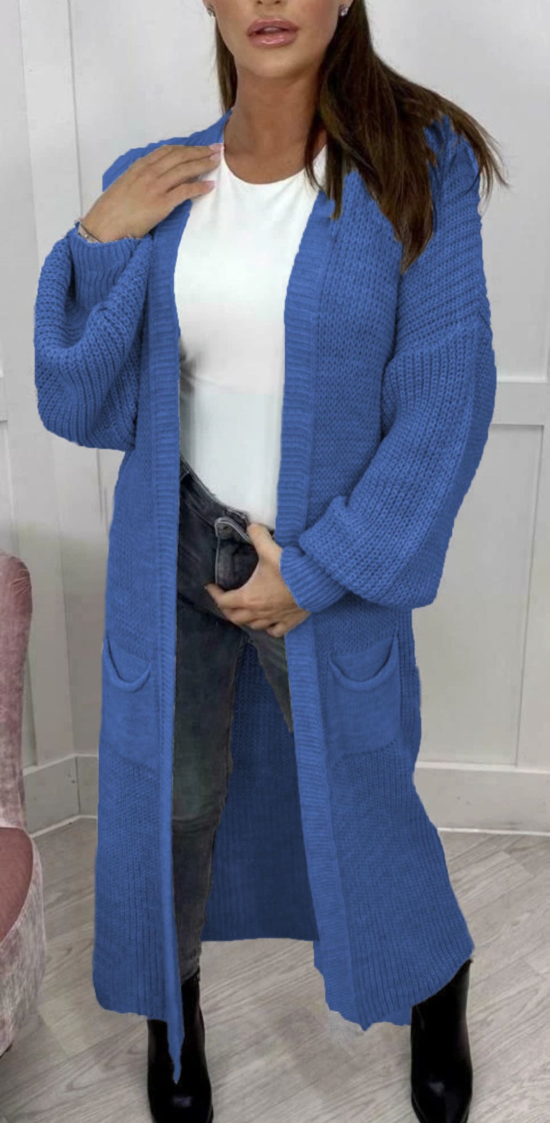Damen Strickmantel mit tiefen Taschen und modernen Details Drune