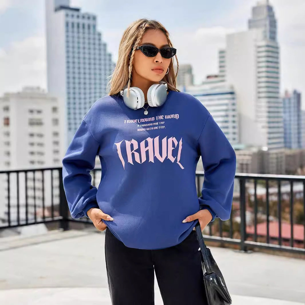 Damen Sweatshirt mit künstlerischem Schriftzug und lässigem Schnitt Drune