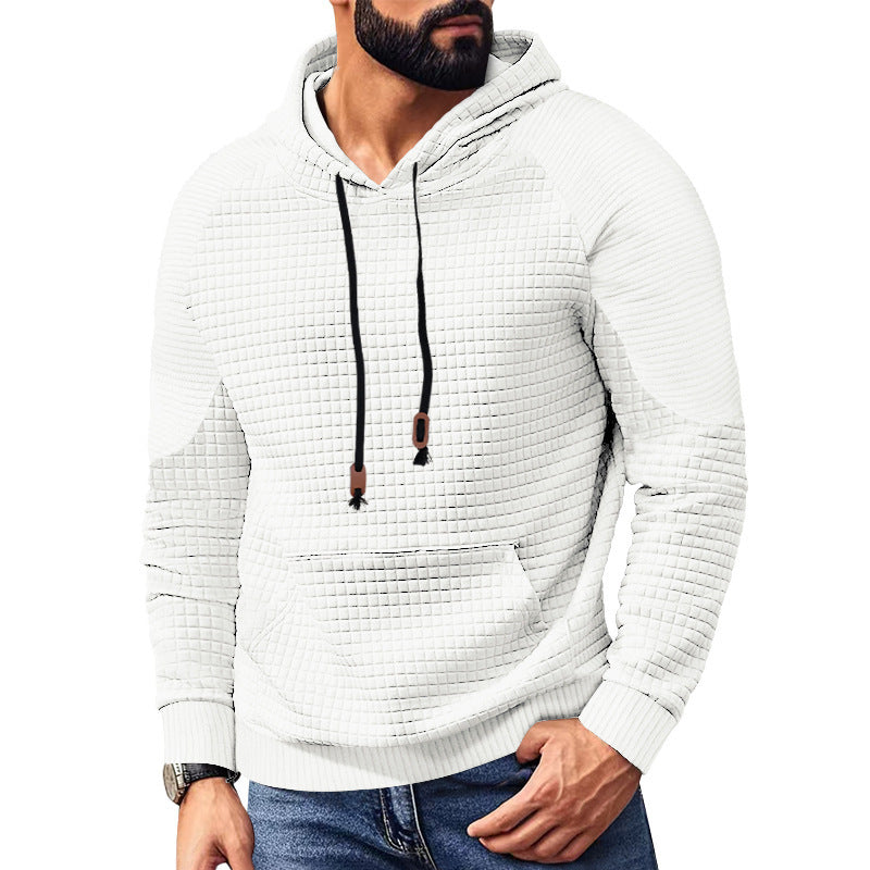 Herren nan gequilteter Kapuzenpullover mit quadratischer Struktur und Kängurutasche Drune