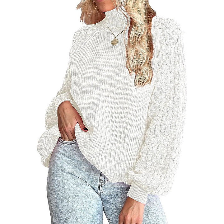 Damen Grobstrickpullover mit Stehkragen und Strukturmuster Drune