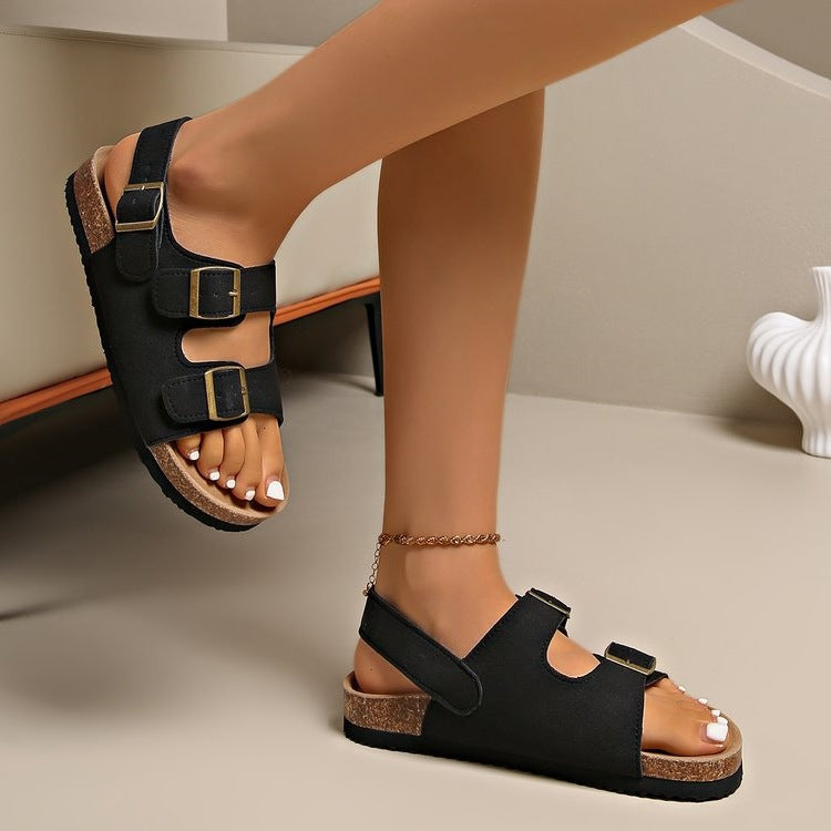 Damen bequeme Sandalen mit verstellbaren Schnallen Drune
