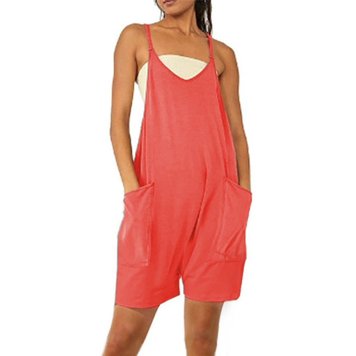 Damen Lässiger Jumpsuit mit tiefem Ausschnitt und praktischen Taschen Drune