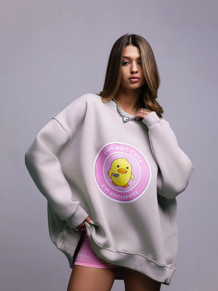 Damen Oversized Sweatshirt mit einzigartigem Grafikdesign Drune