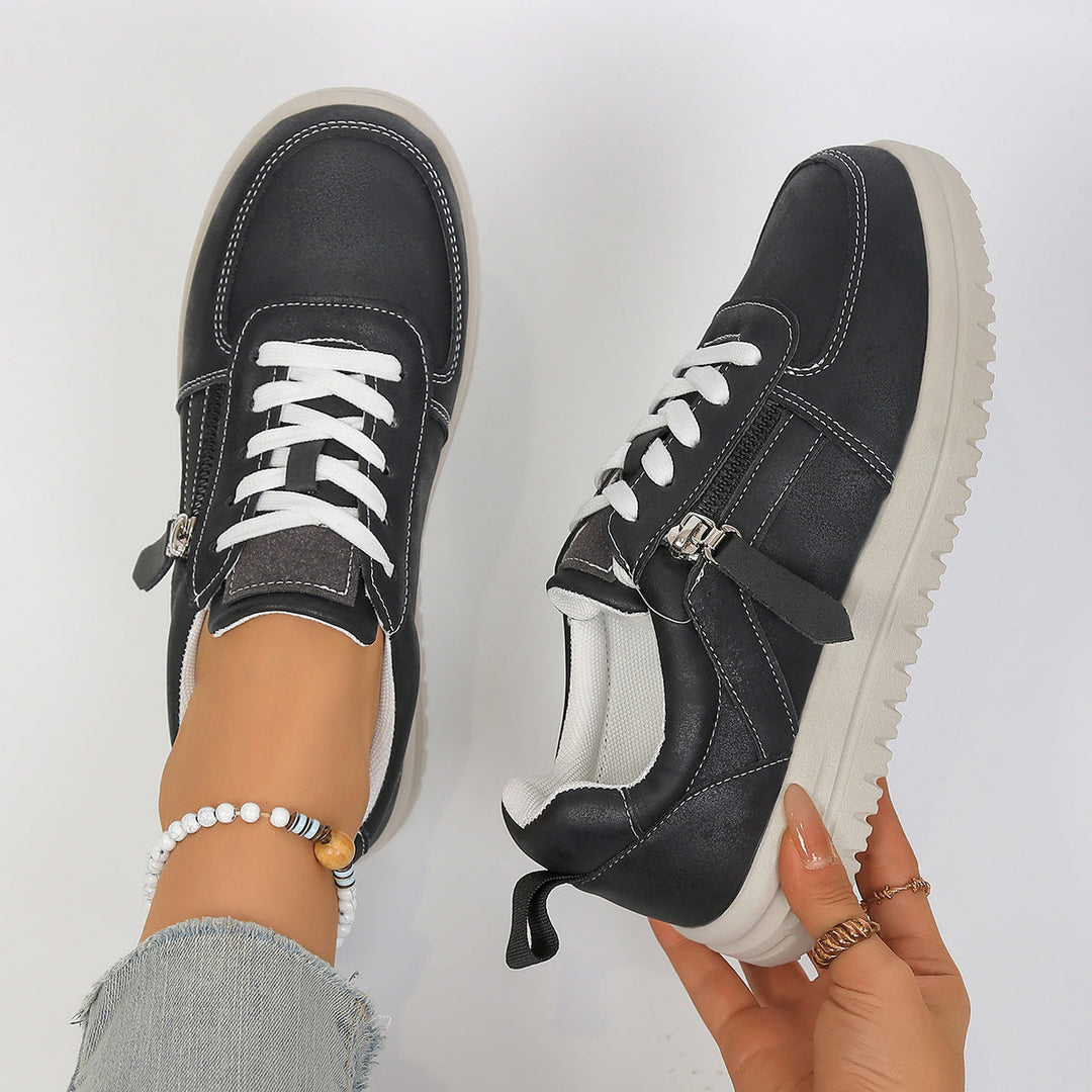 Damen Sneakers mit modischem Reißverschluss und bequemer Sohle Drune